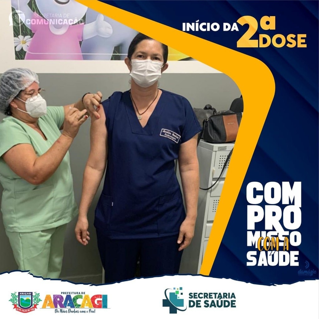 SMS de Araçagi já iniciou a aplicação da 2ª dose da vacina contra a COVID-19 nos profissionais de Saúde