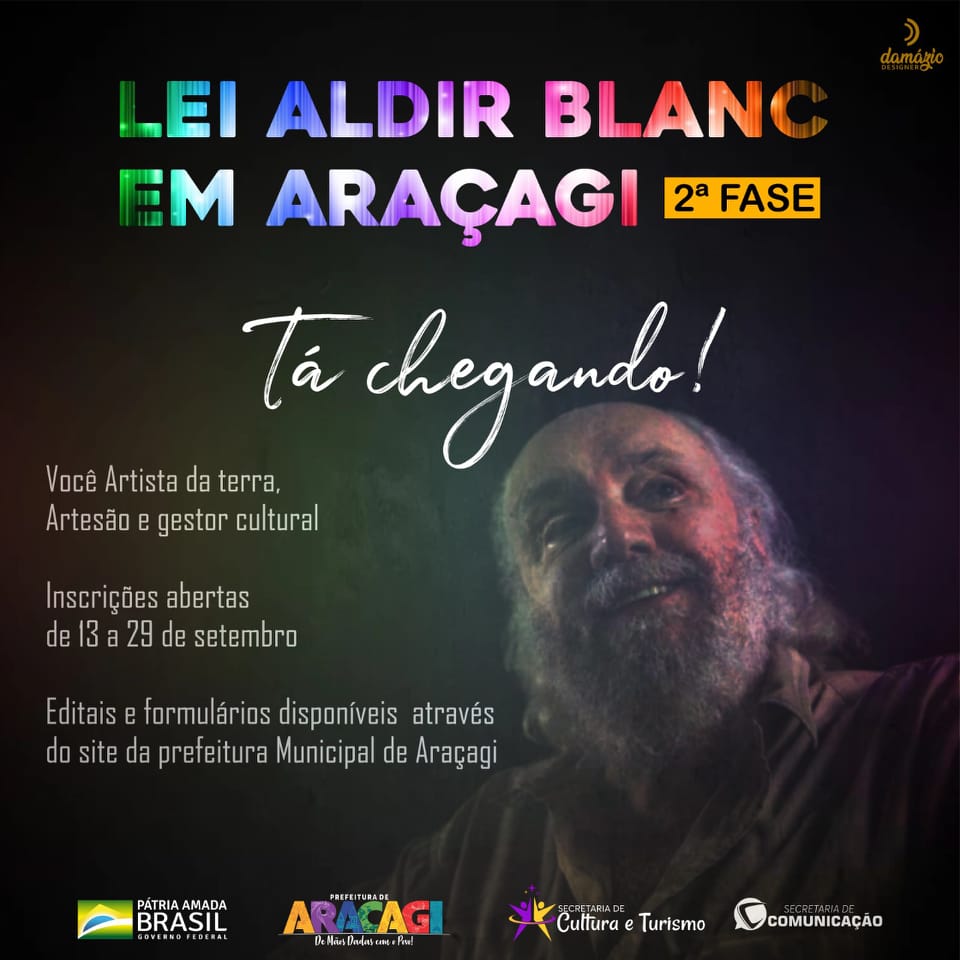 Prefeitura divulgou editais e abriu as inscrições da Lei Aldir Blanc 2021 nesta segunda (13), veja como se inscrever Prefeitura divulgou editais e abriu as inscrições da Lei Aldir Blanc 2021 nesta segunda (13), veja como se inscrever